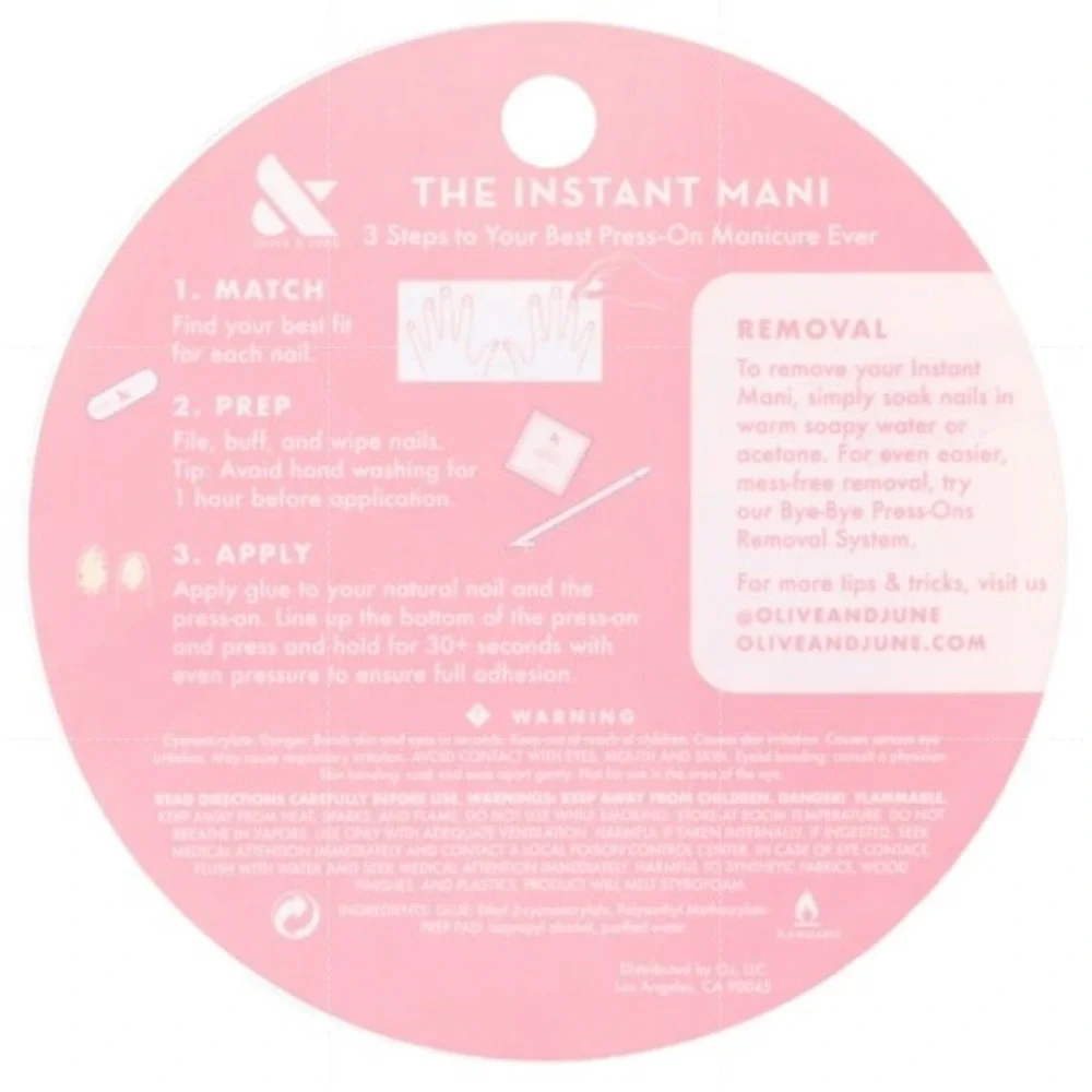 Olive & June Instant Mani Press-On Nails HZ Velvet Round Short 42ct New